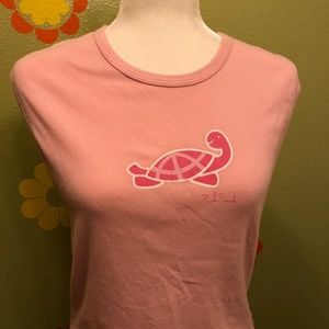 pink Paul Frank turtle muscle tee, vintage c. 2000
